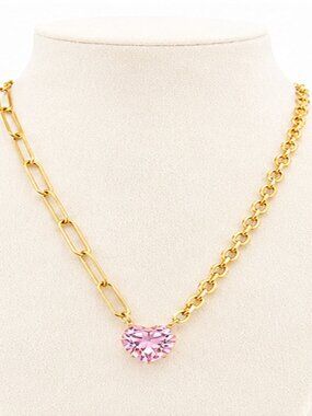 Pink Crystal Heart Statement Necklace💖